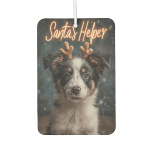 Désodorisant Pour Voiture Adorable Bordure Collie Puppy comme Père Noël Help