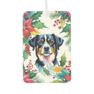 Désodorisant Pour Voiture Adorable Chien Et Chat De Noël Avec Poinsettias