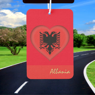 Désodorisant Pour Voiture Albanie, désodorisant, Coeur, Drapeau albanais