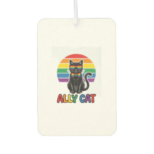 Désodorisant Pour Voiture Ally Cat Rainbow Pride Vintage Chat T-Shirt Design
