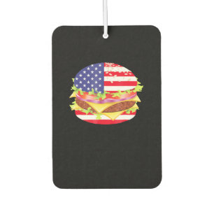 Désodorisant Pour Voiture Amateurs de barbecue  Drapeau Hamburger USA 4 juil