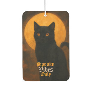 Désodorisant Pour Voiture Ambiance Sombre Halloween Chat Noir Lune de Récolt