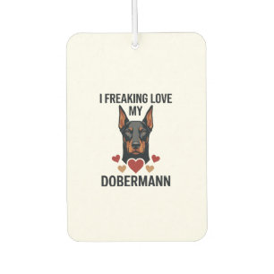Désodorisant Pour Voiture Amour fou pour le chien Dobermann Cœurs rouges_1