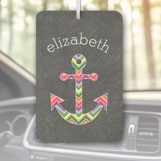 Désodorisant Pour Voiture Ancre nautique avec Bright Chevron Motif