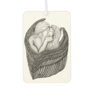 Désodorisant Pour Voiture Angels Kissing, noir et blanc Design