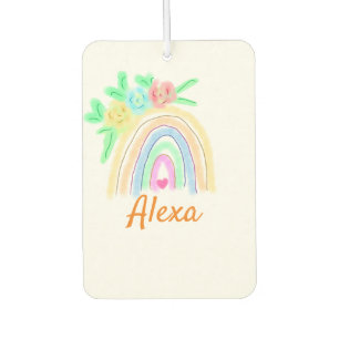 Désodorisant Pour Voiture Aquarelle colorée arc-en-ciel boho floral ajouter