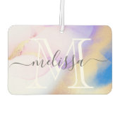Désodorisant Pour Voiture Aquarelle de luxe violet or nom Monogramme (Dos)