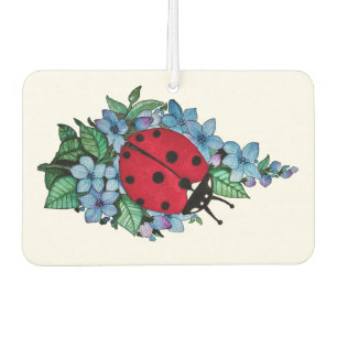 Désodorisant Pour Voiture Aquarelle Ladybird mignon avec les fleurs sauvages