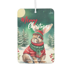Désodorisant Pour Voiture Aquarelle moderne lapin lapin de Noël Neige