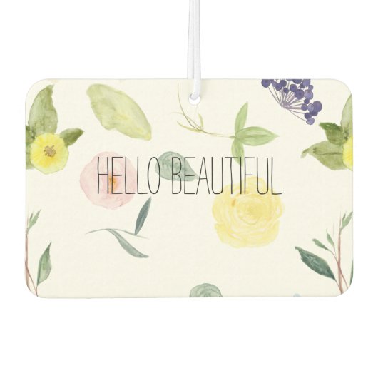 Désodorisant Pour Voiture Aquarelle rose jaune Floral (Devant)