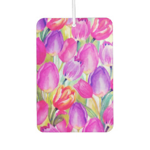 Désodorisant Pour Voiture Aquarelle vintage de Tulipe rose