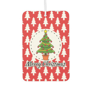 Désodorisant Pour Voiture Arbre de Noël sur le Motif des pins rouges - Joyeu