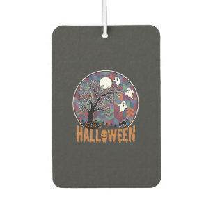 Désodorisant Pour Voiture Arbre ensorcelé d'Halloween Fantômes et Chat Noir