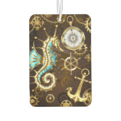 Désodorisant Pour Voiture Arrière - plan en bois avec cheval de mer mécaniqu (Dos)