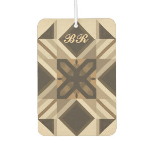 Désodorisant Pour Voiture art de bloc de patchwork géométrique vintage monog