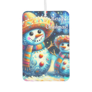 Désodorisant Pour Voiture Art populaire mexicain Snowmen Snowman Snow People