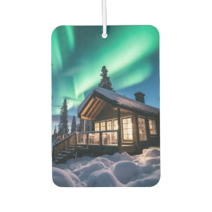 Désodorisant Pour Voiture Aurora borealis au-dessus du cabine d'hiver