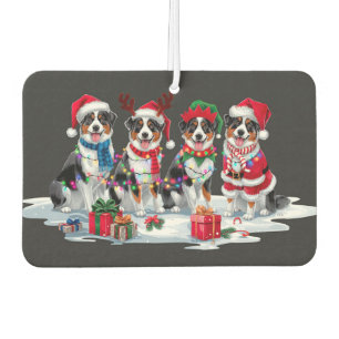 Désodorisant Pour Voiture Australian Shepherd Santa hat antler elfe Noël