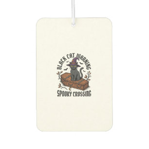 Désodorisant Pour Voiture Avertissement Chat Noir Halloween Vintage Sorcière