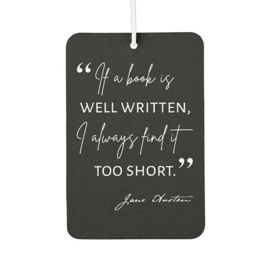 Désodorisant Pour Voiture Avid Reader II - Citation Jane Austen (Devant)