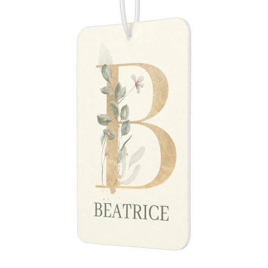 Désodorisant Pour Voiture B Monogramme Floral Personnalisé (Gauche)