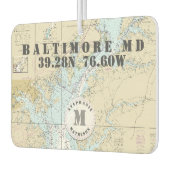 Désodorisant Pour Voiture Baltimore MD Carte marine Monogramme Bateau (Gauche)