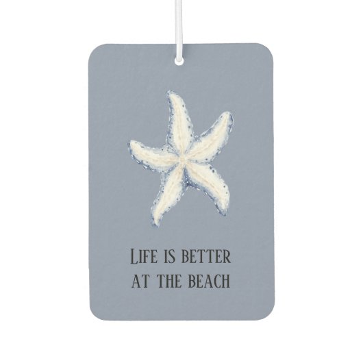 Désodorisant Pour Voiture Beach Blue White Starfish Quote (Devant)