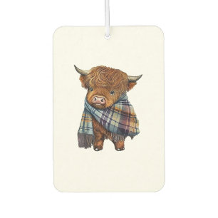 Désodorisant Pour Voiture Bébé De Vache De West Highland Avec Écharpe Plaid
