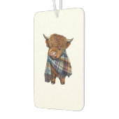 Désodorisant Pour Voiture Bébé De Vache De West Highland Avec Écharpe Plaid (Gauche)