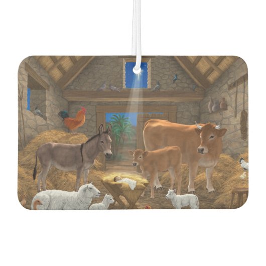 Désodorisant Pour Voiture Bébé Jésus Manger Nativité de Noël (Devant)