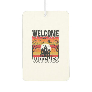 Désodorisant Pour Voiture Bienvenue Sorcières Vintage Halloween Dessin de Gr