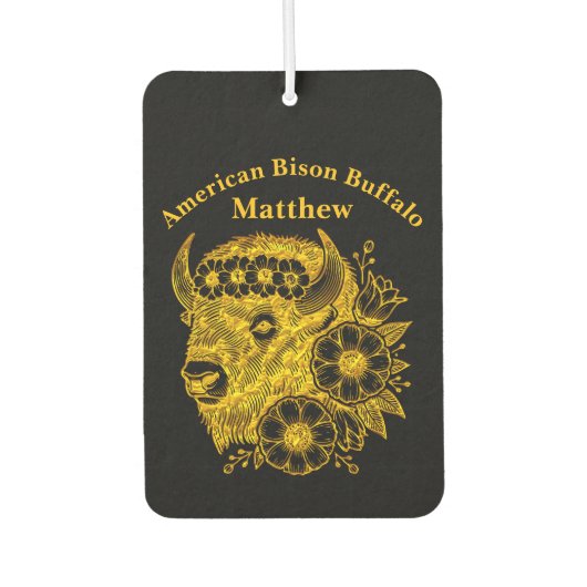 Désodorisant Pour Voiture Bison d'or orné de fleurs et de feuillage (Devant)