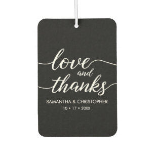 Désodorisant Pour Voiture Black Love and Thanks Élégant script mariage Air F
