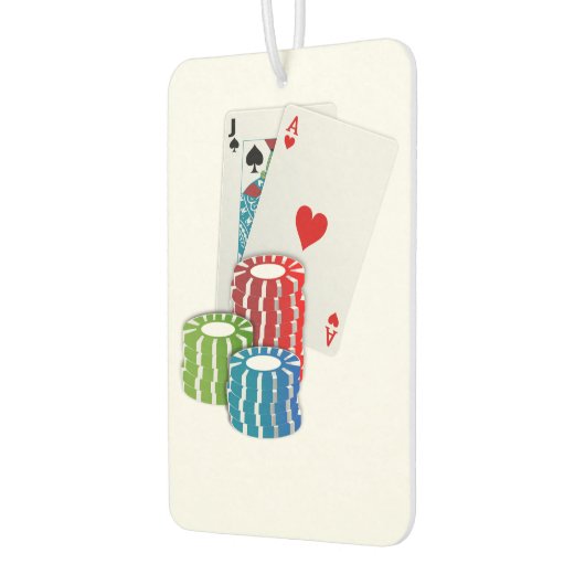 Désodorisant Pour Voiture Blackjack avec jetons de poker (Gauche)