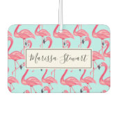 Désodorisant Pour Voiture Bleu mignon rose Été Peint Flamingo Motif bleu (Devant)