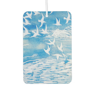 Désodorisant Pour Voiture Blue Coast Birds Moderne Aquarelle Art