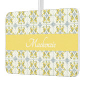 Désodorisant Pour Voiture Blue Watercolor French Country Lemon Name Monogram (Gauche)