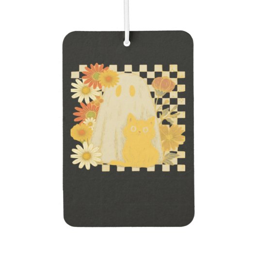 Désodorisant Pour Voiture Boho Floral Fall Ghost and Black Cat Halloween Fal (Devant)