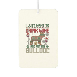 Désodorisant Pour Voiture Boire du vin Bulldog Chien Sweat-shirt hideux Chap