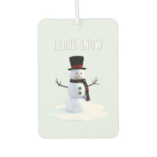 Désodorisant Pour Voiture Bonhomme de neige avec chapeau et écharpe. J'aime