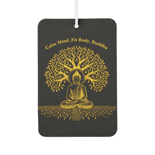 Désodorisant Pour Voiture Bouddha aurifère entouré de Feuilles complexes (Devant)