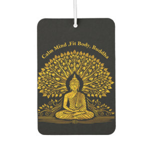 Désodorisant Pour Voiture Bouddha d'or complexe entouré de feuillage luxuria