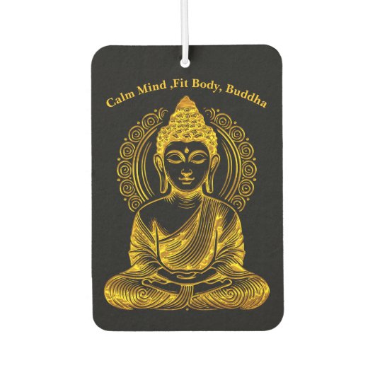 Désodorisant Pour Voiture Bouddha d'or sculpté en serène Pose de méditation (Devant)
