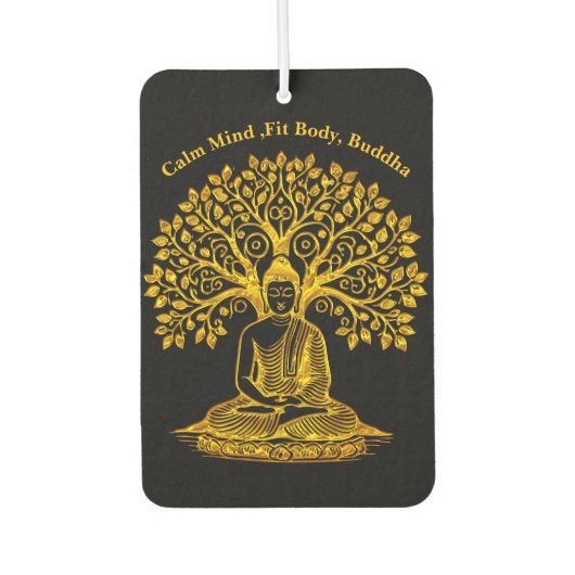 Désodorisant Pour Voiture Bouddha d'or sous un arbre dans une méditation pac (Devant)