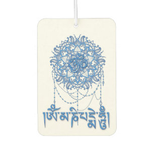 Désodorisant Pour Voiture Bouddhisme Mantra Mani en bleu avec Mandala