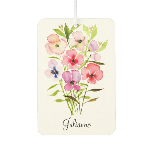 Désodorisant Pour Voiture Bouquet de fleurs Fleur sauvage d'aquarelle avec n (Devant)