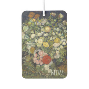 Désodorisant Pour Voiture Bouquet vintage Van Gogh de fleurs et de monogramm