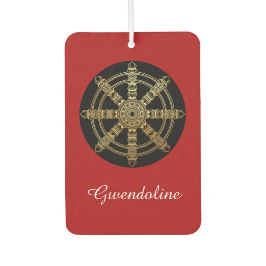 Désodorisant Pour Voiture Buddhism Golden Dharma Wheel Personalized (Devant)