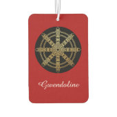 Désodorisant Pour Voiture Buddhism Golden Dharma Wheel Personalized (Dos)