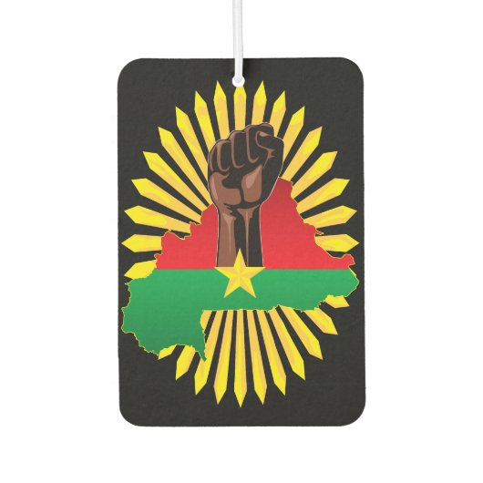 Désodorisant Pour Voiture Burkina Faso Carte, drapeau et première révolution (Devant)
